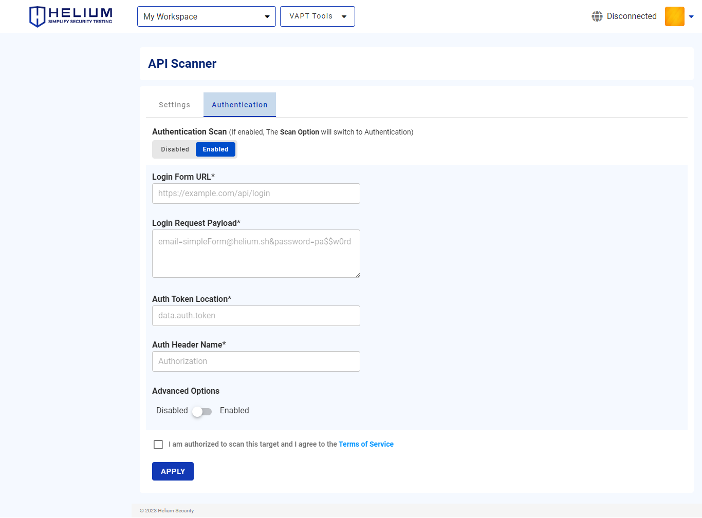 API Scanner Authentication Capture