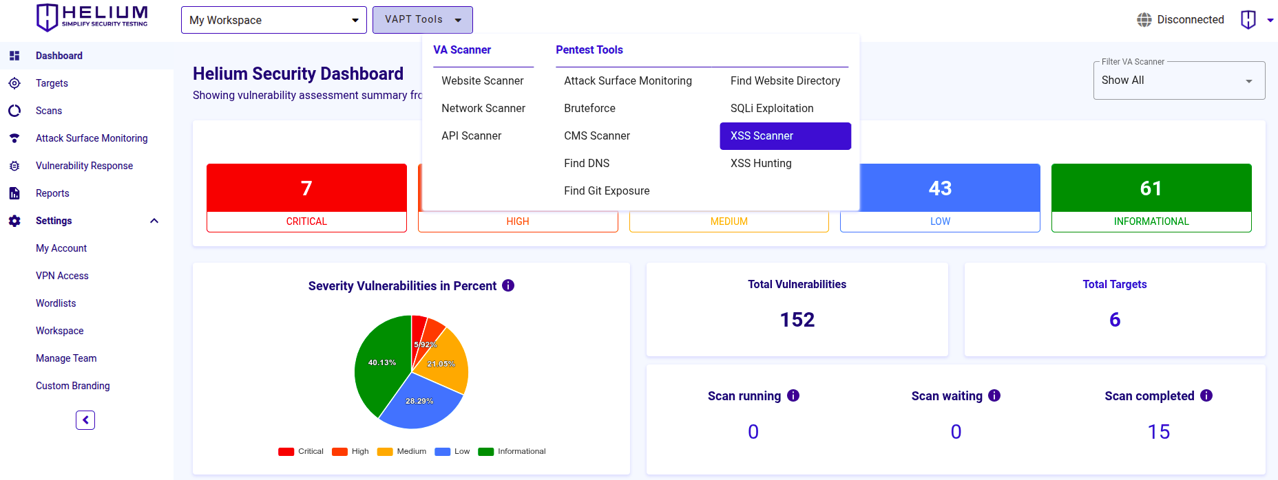 Select XSS Scanner Navbar Capture