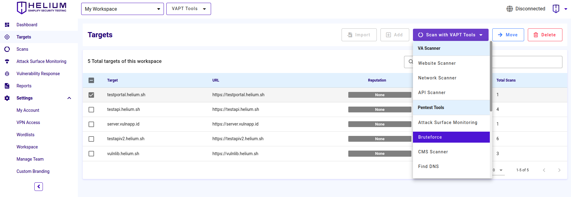 Select Bruteforce Capture