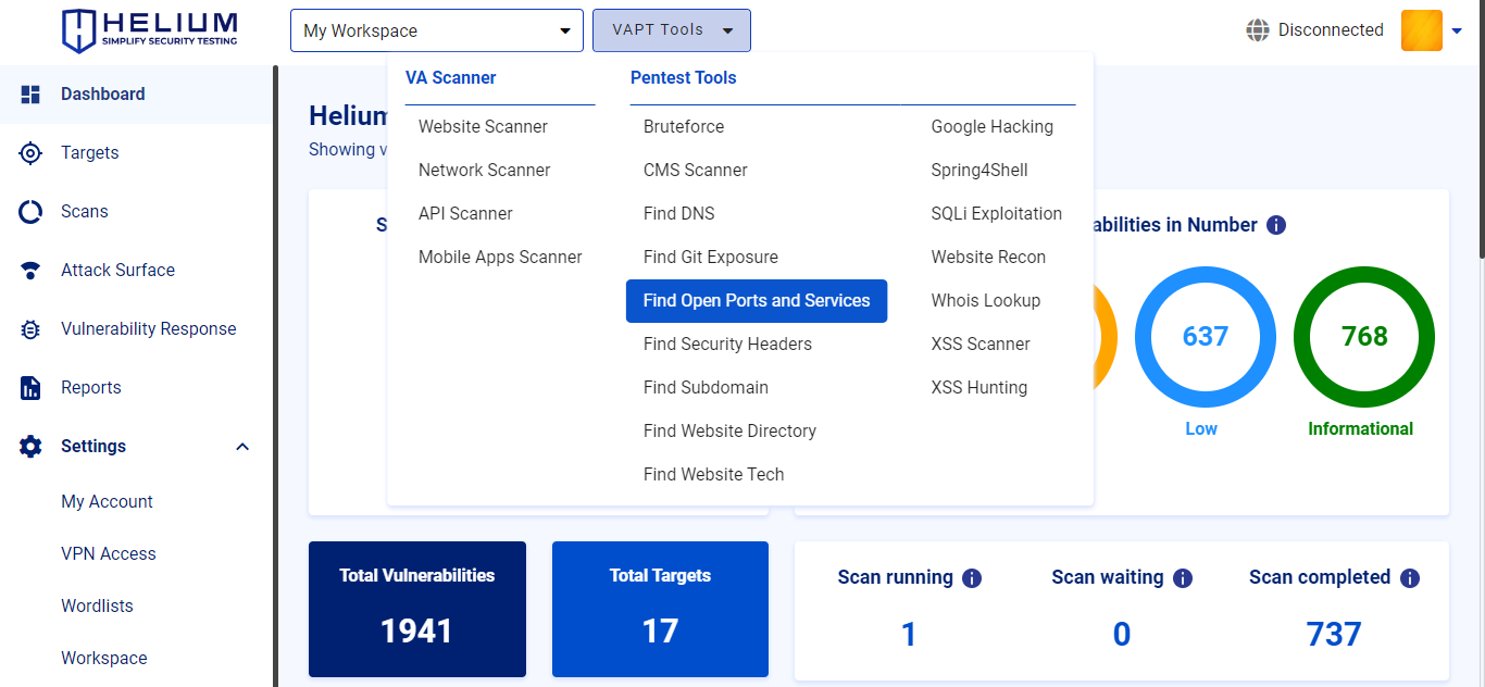 Select Find Open Ports and Services Navbar Capture