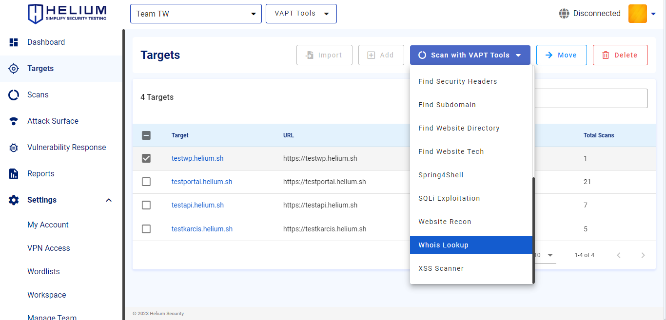 Select Whois Lookup Capture