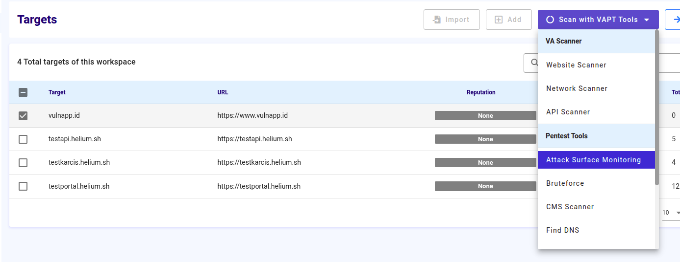 Select Attack Surface Monitoring Capture