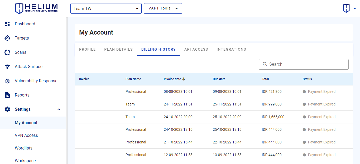 Billing History Capture