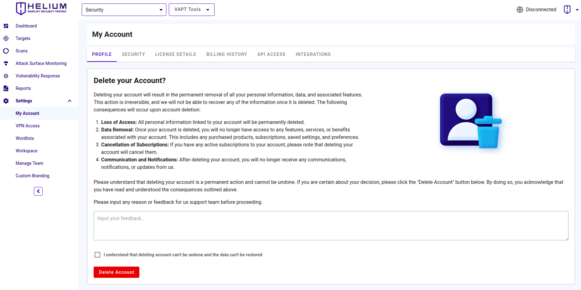 Delete Account Capture