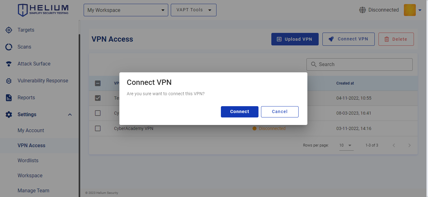 Confirmation Connect VPN Capture