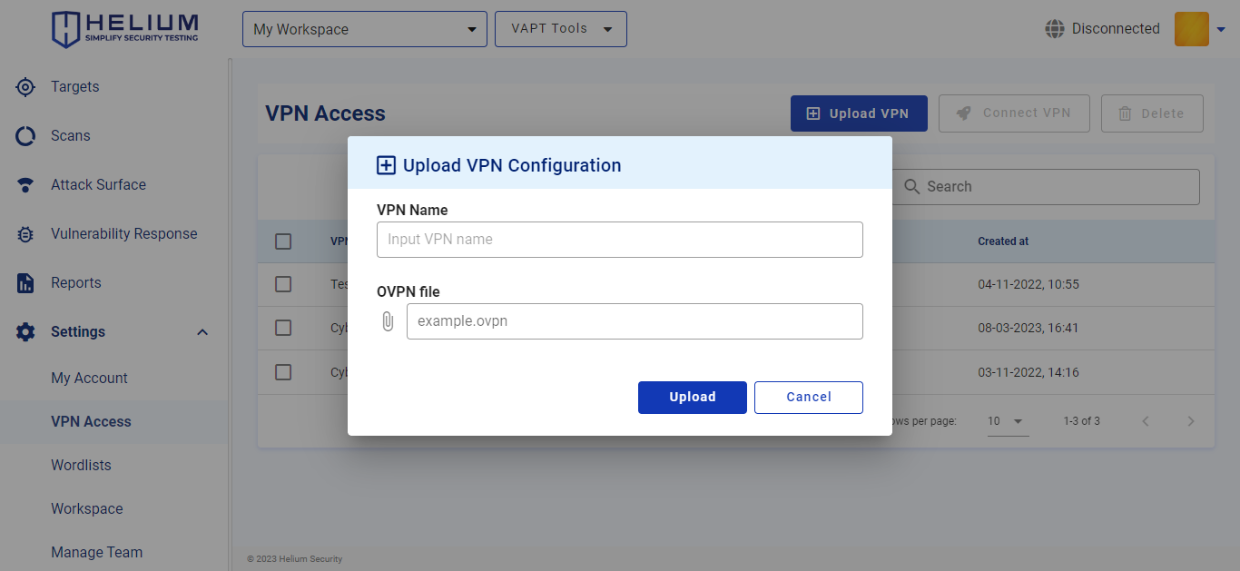 Upload VPN Capture