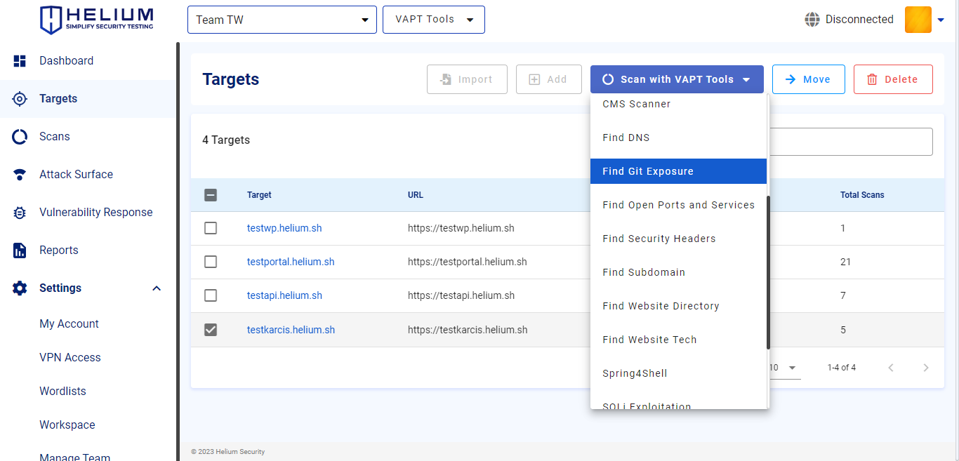 Select Find Git Exposure Capture