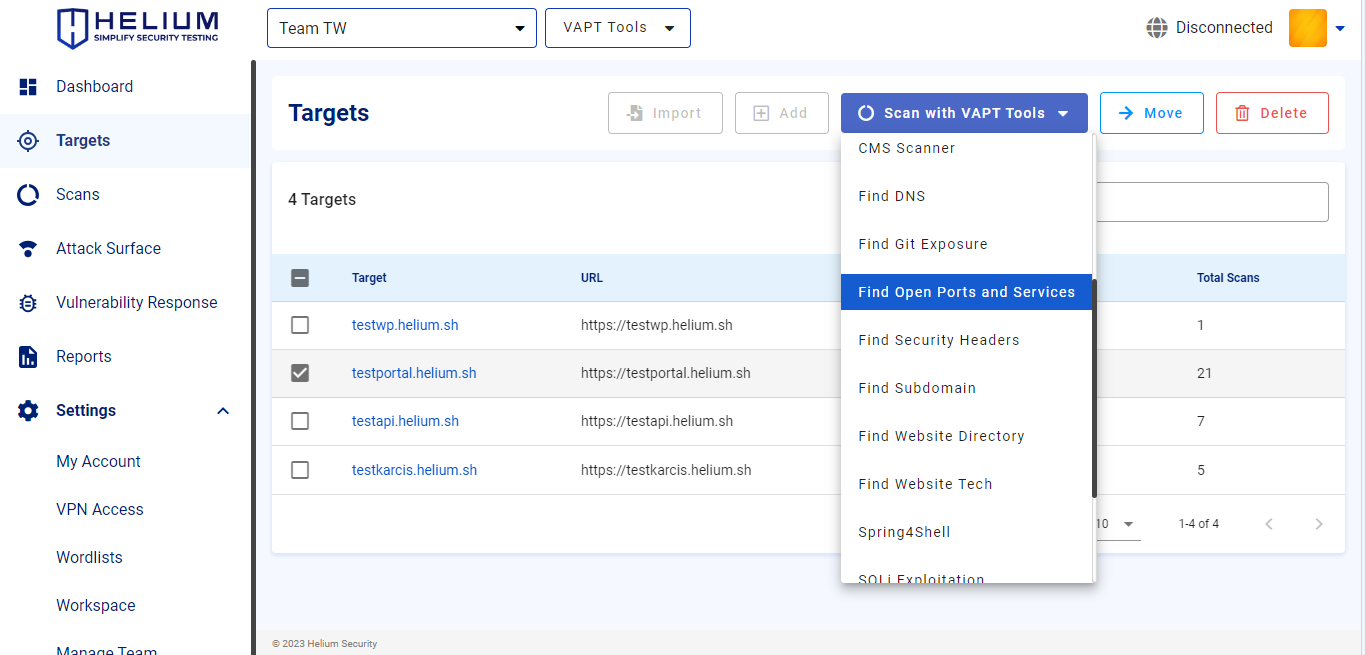 Select Find Open Ports and Services Capture