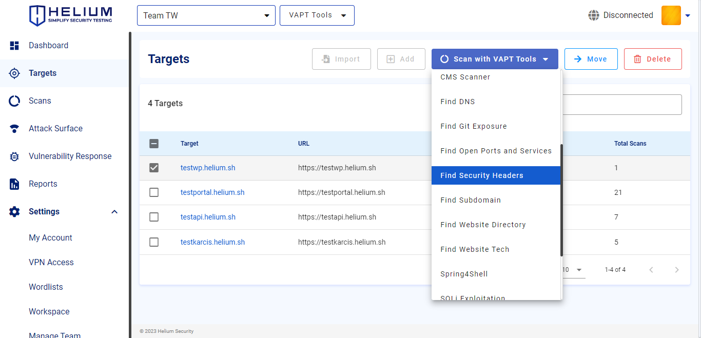 Select Find Security Headers Capture