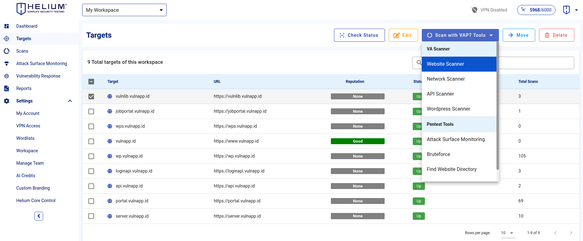 Select Website Scanner Capture