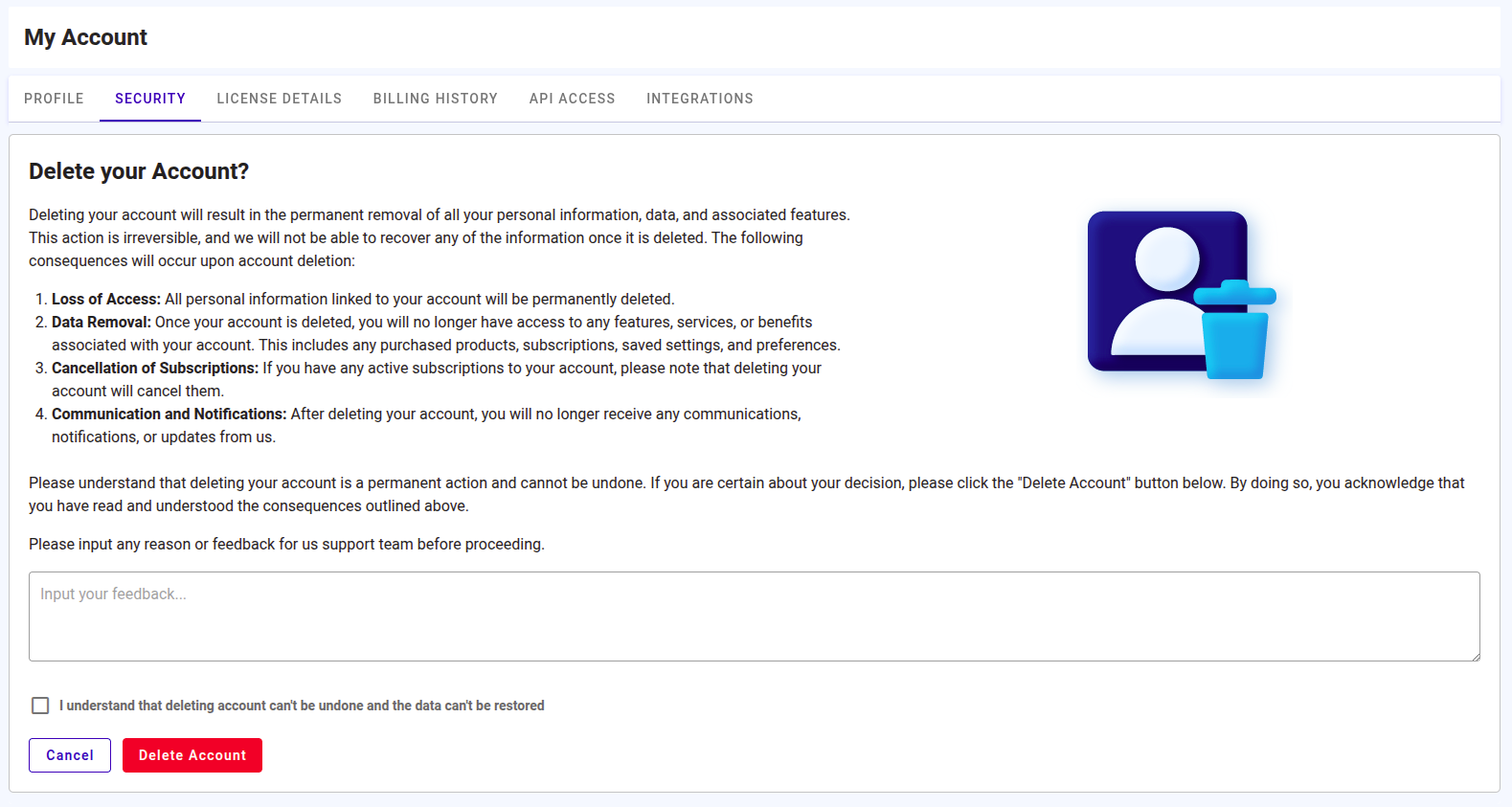 Delete Account Capture