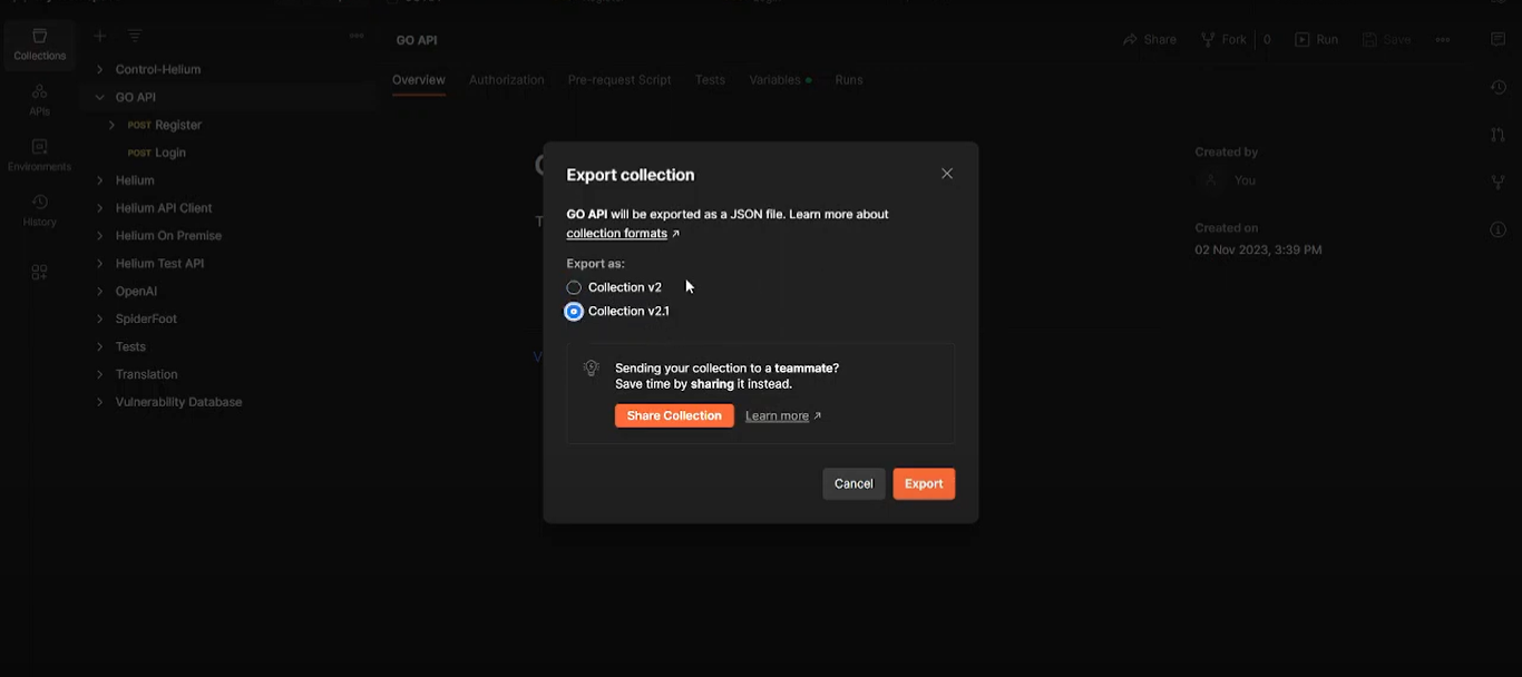 Export Postman Capture