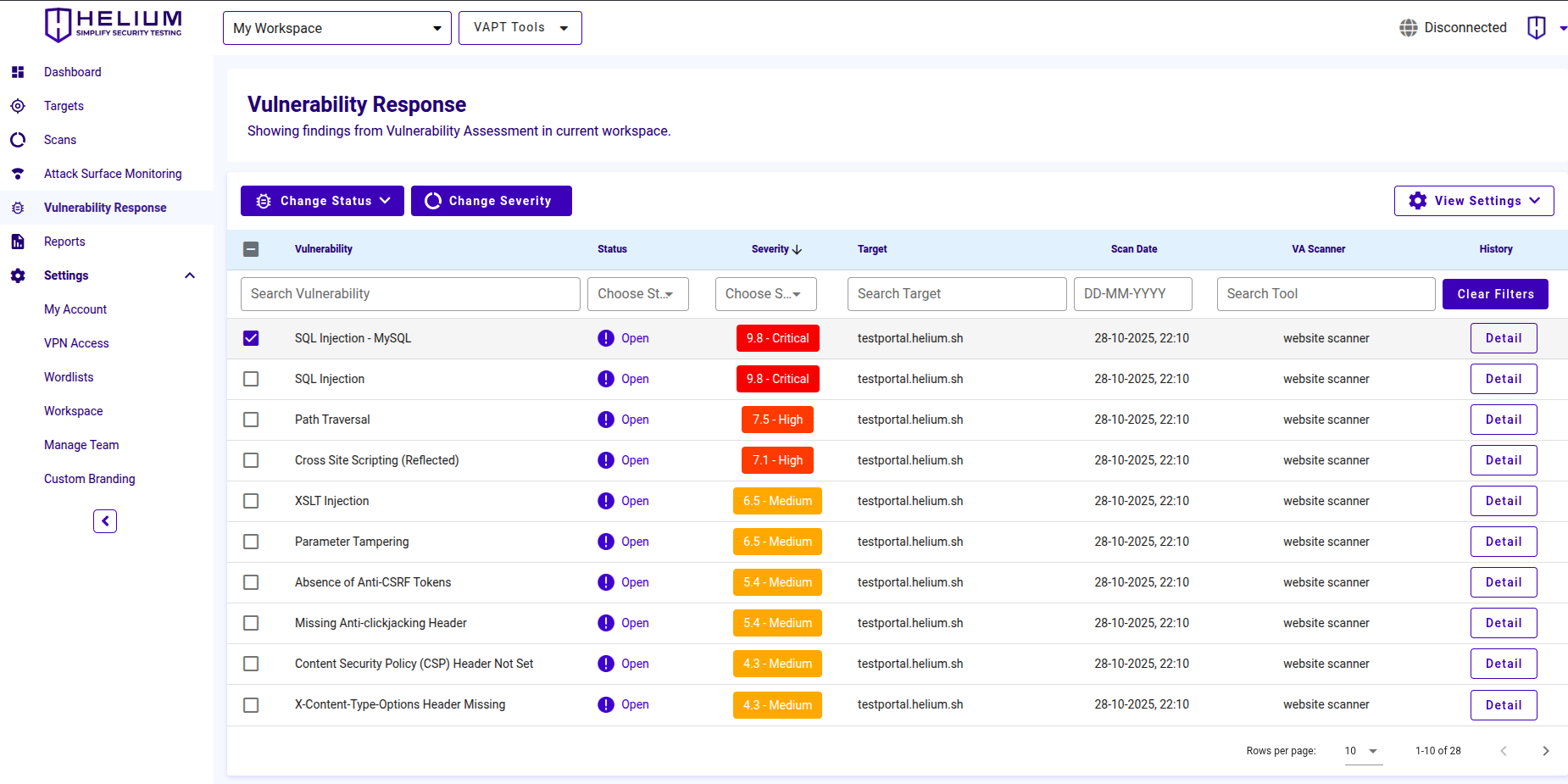 Vulnerability Response Capture